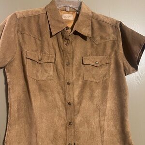 Suede Wrangler Tan Button-Up Shirt